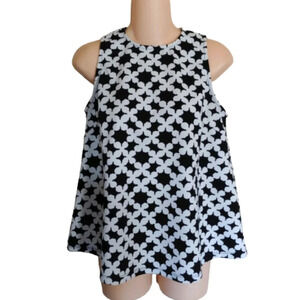Bobeau Black and White Pattern Sleeveless Top Blouse Size Women's Small